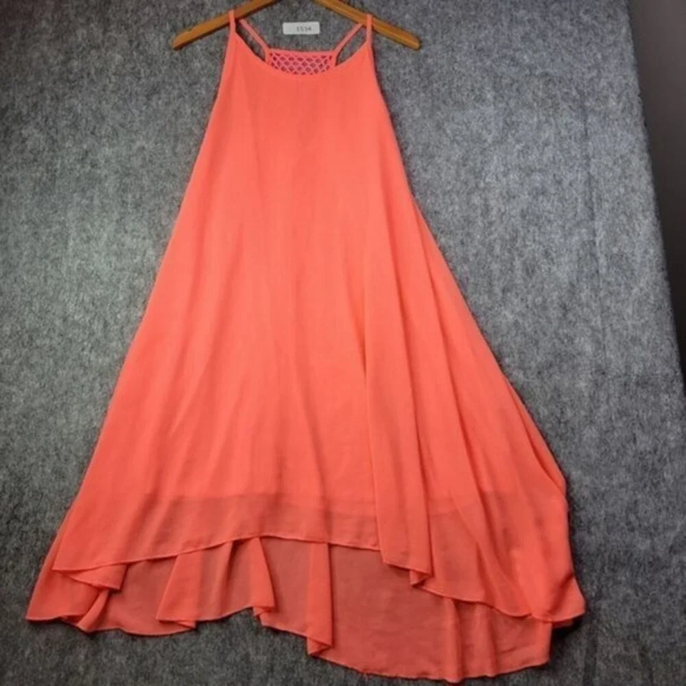 Women Dress 3X Neon‎ Pink Strappy Swim Cover Up Lined Bright Festival Trapeze